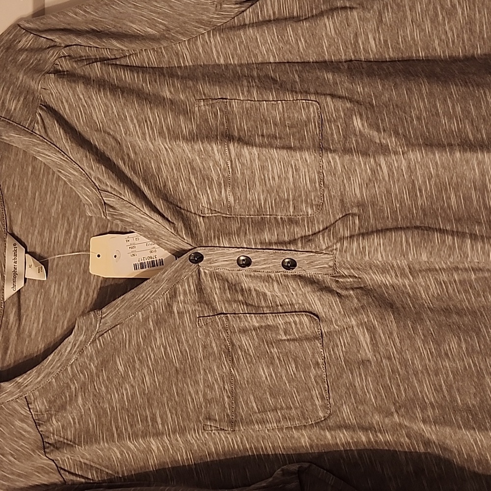 NWT. Christopher & Banks. Gray/white 3/4 sleeve Top. XL - Picture 3 of 7